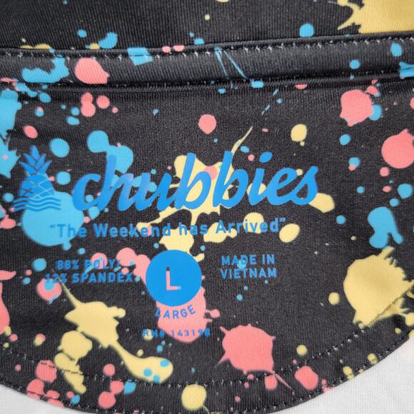 Chubbies The Paint Drips Polo Mens Large Pink Blue Neon Splatter Golf Shirt - Picture 2 of 11